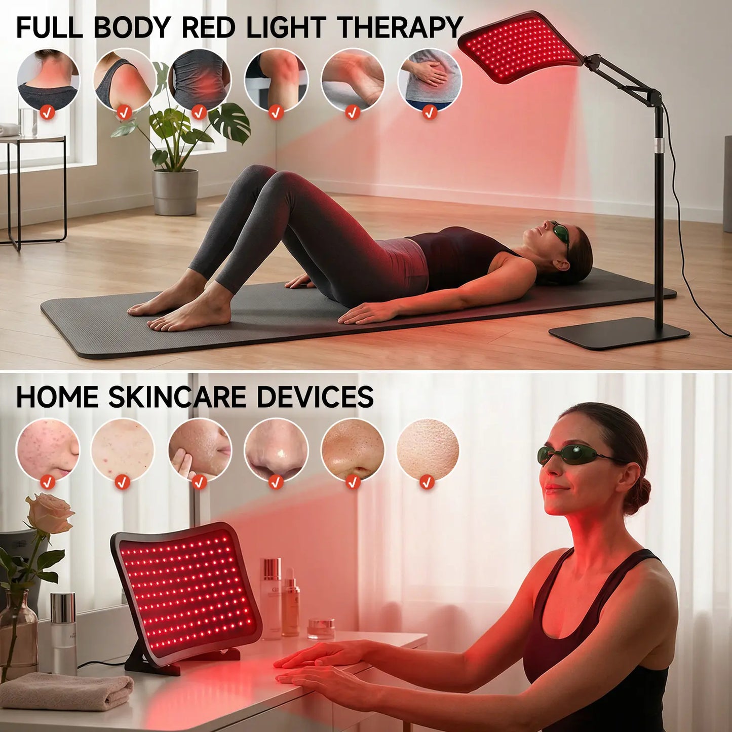 Renergy Infrared Light Therapy Lamp for Body and Face, Detachable Panel with Stand, Suitable for Face, Back and Whole Body, Used for Muscle Recovery, Fitness, Relieving Muscle Pain and Inflammation, Improving Vision and Sleep Quality Healthy Alternative